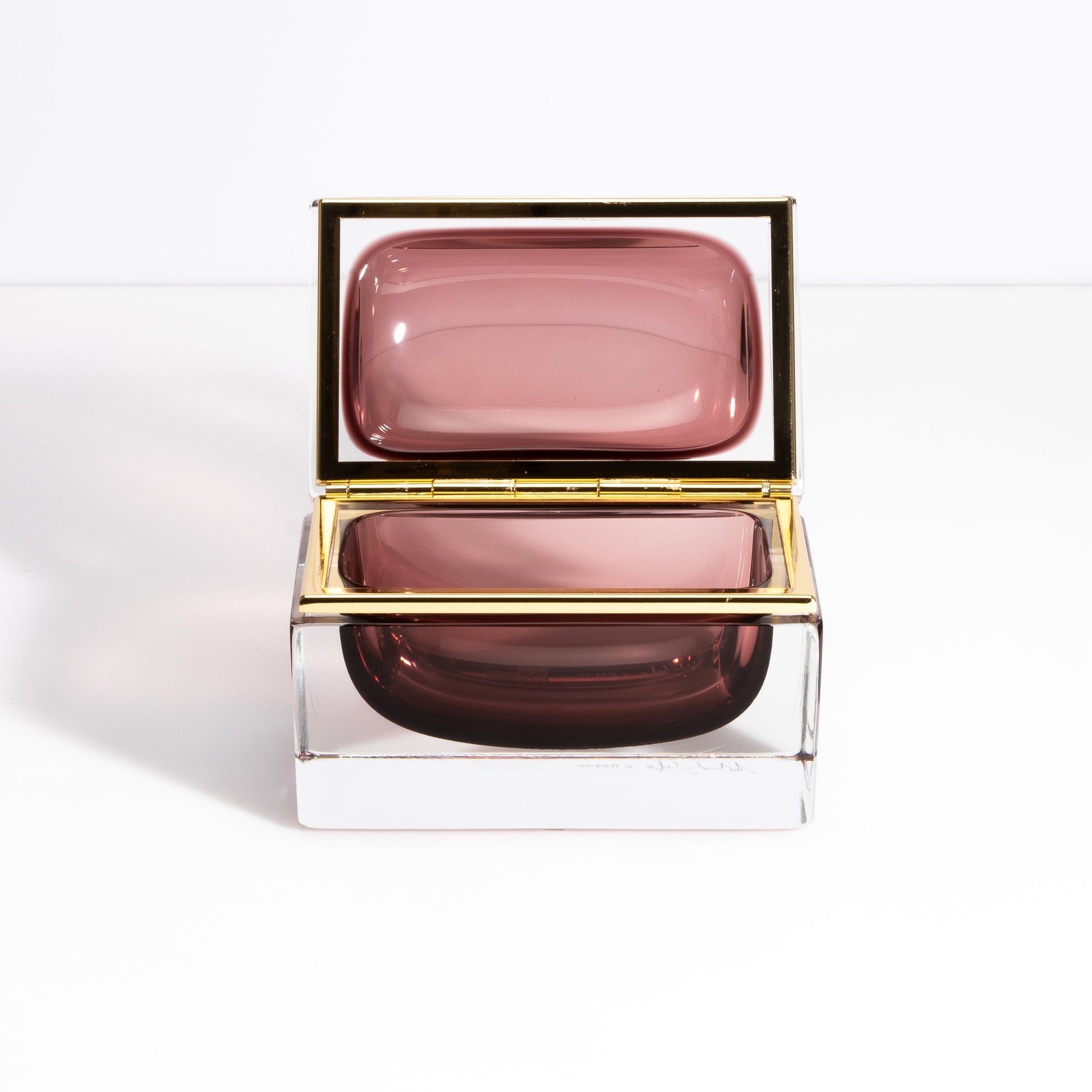 Murano Box with Brass Fittings in Amethyst