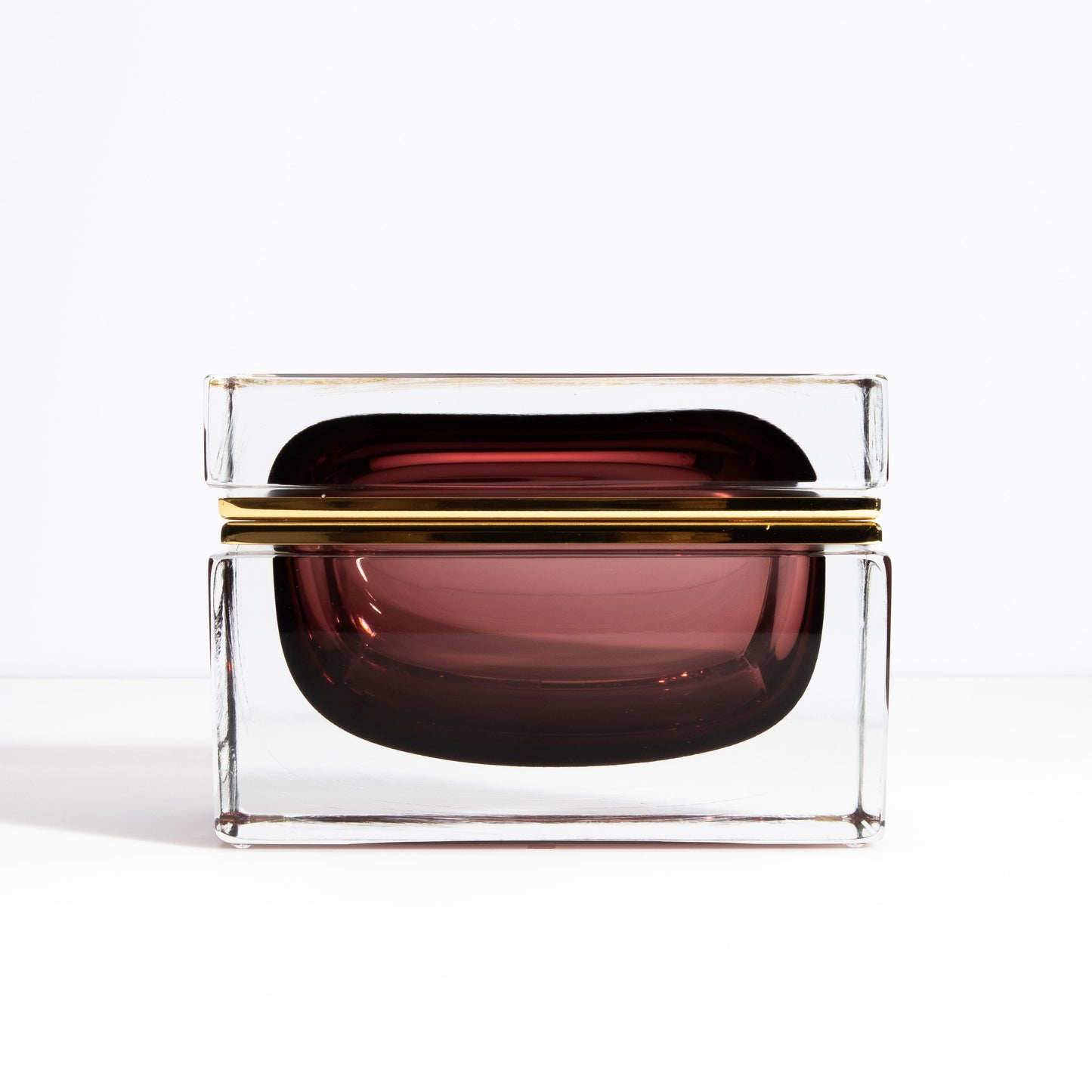 Murano Box with Brass Fittings in Amethyst