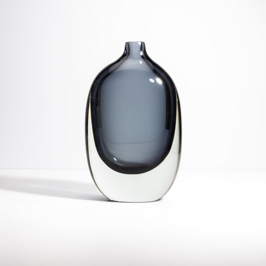 Murano Sommerso Vase in Grey/Clear