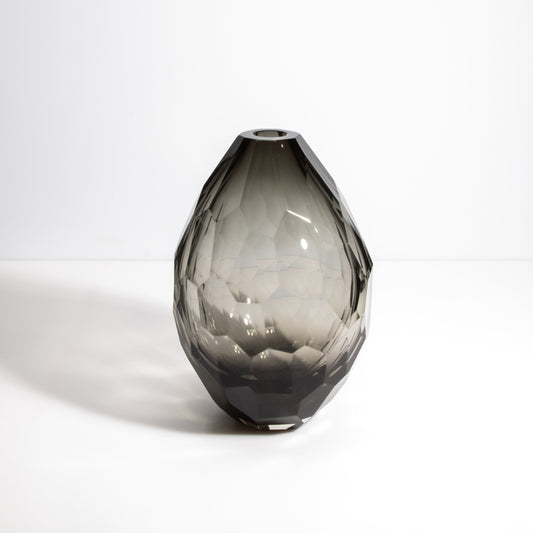 Murano Facet Vase in Smoke