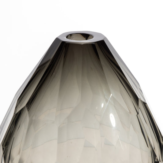Murano Facet Vase in Smoke