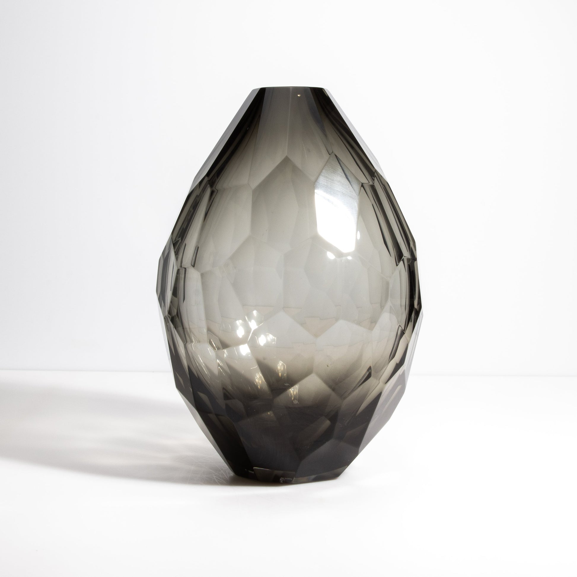 Murano Facet Vase in Smoke