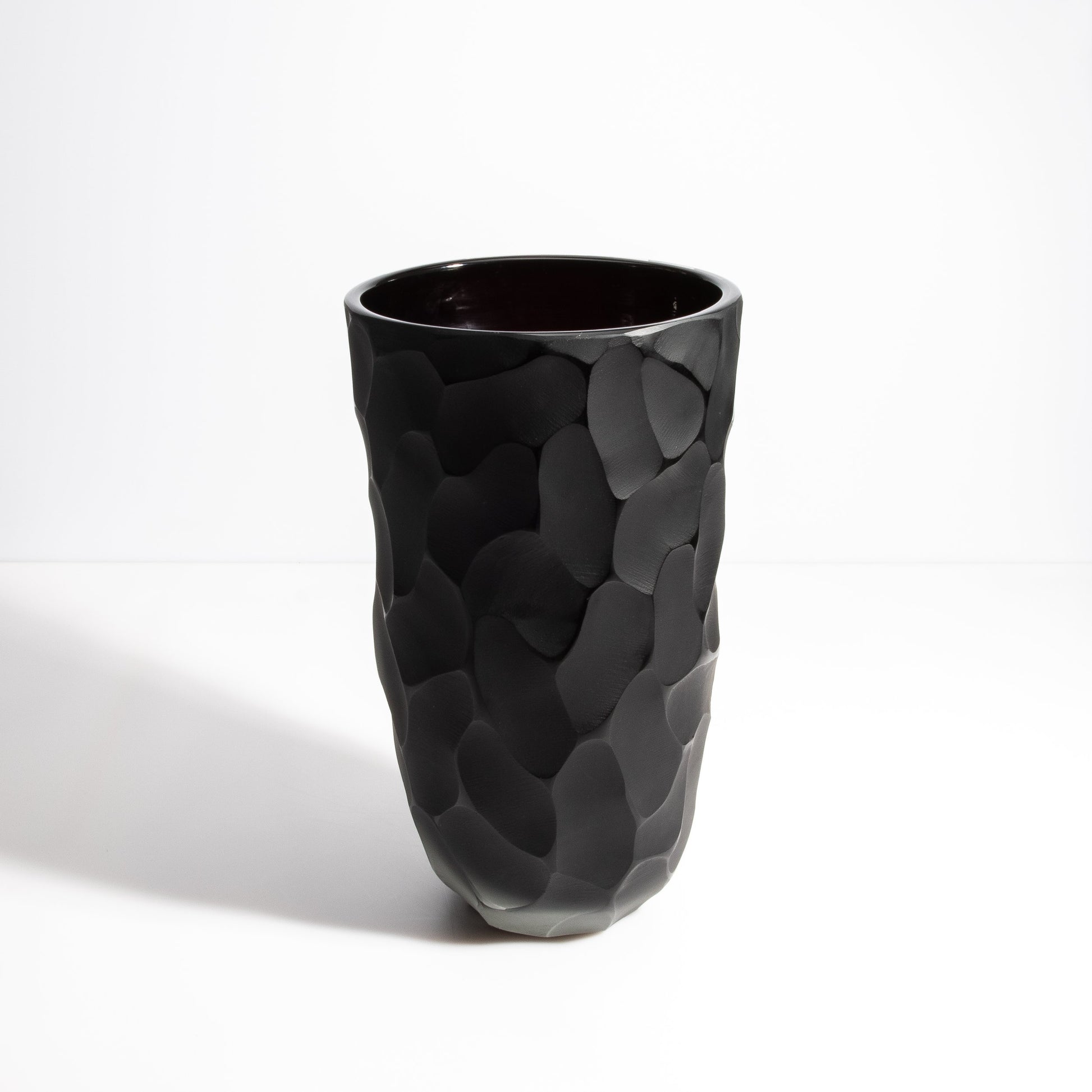Set of 2 Murano Moon Vases in Jet Black