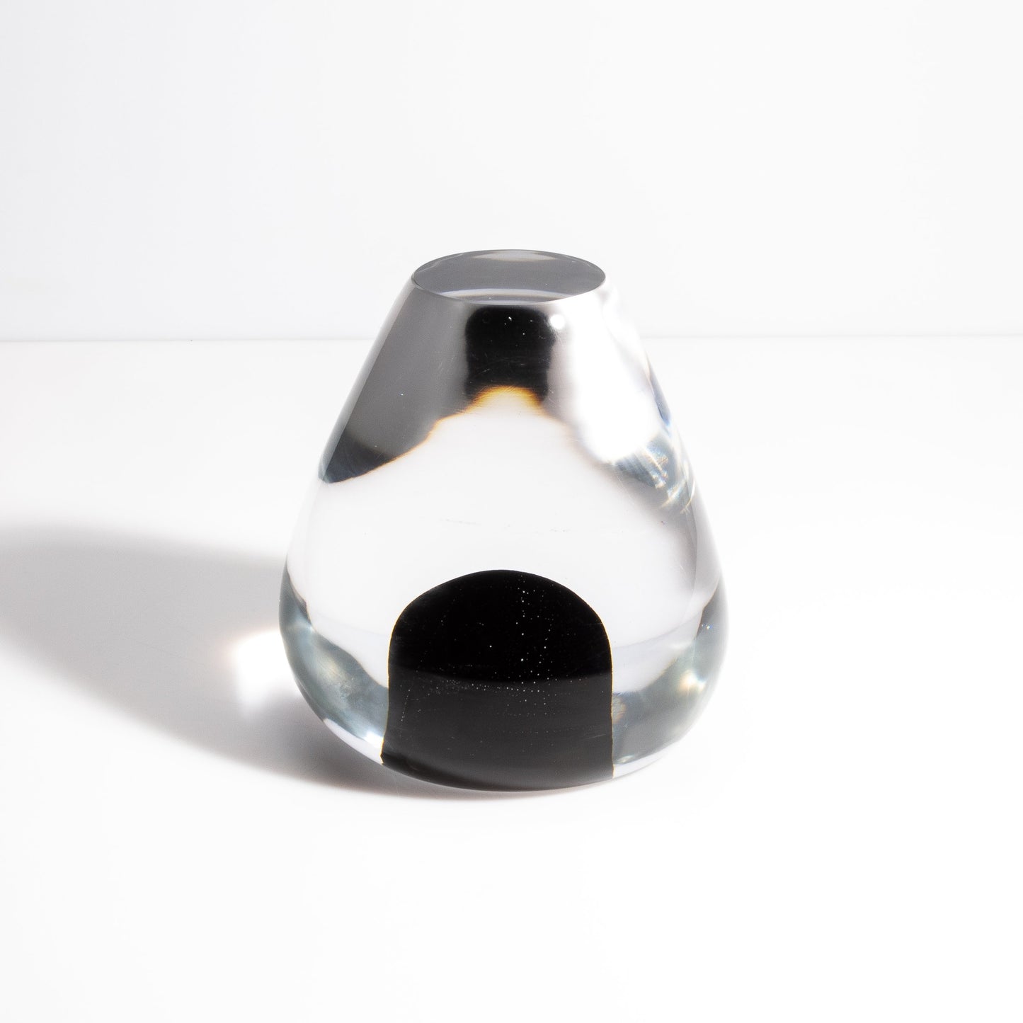 Murano Sculpture in Crystal Clear with the Black Detail