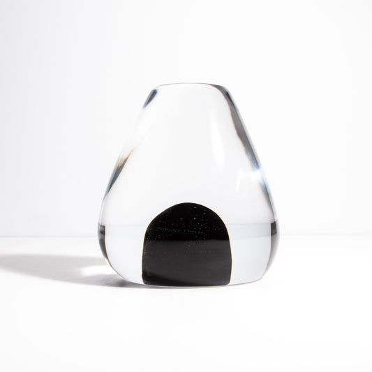 Murano Sculpture in Crystal Clear with the Black Detail
