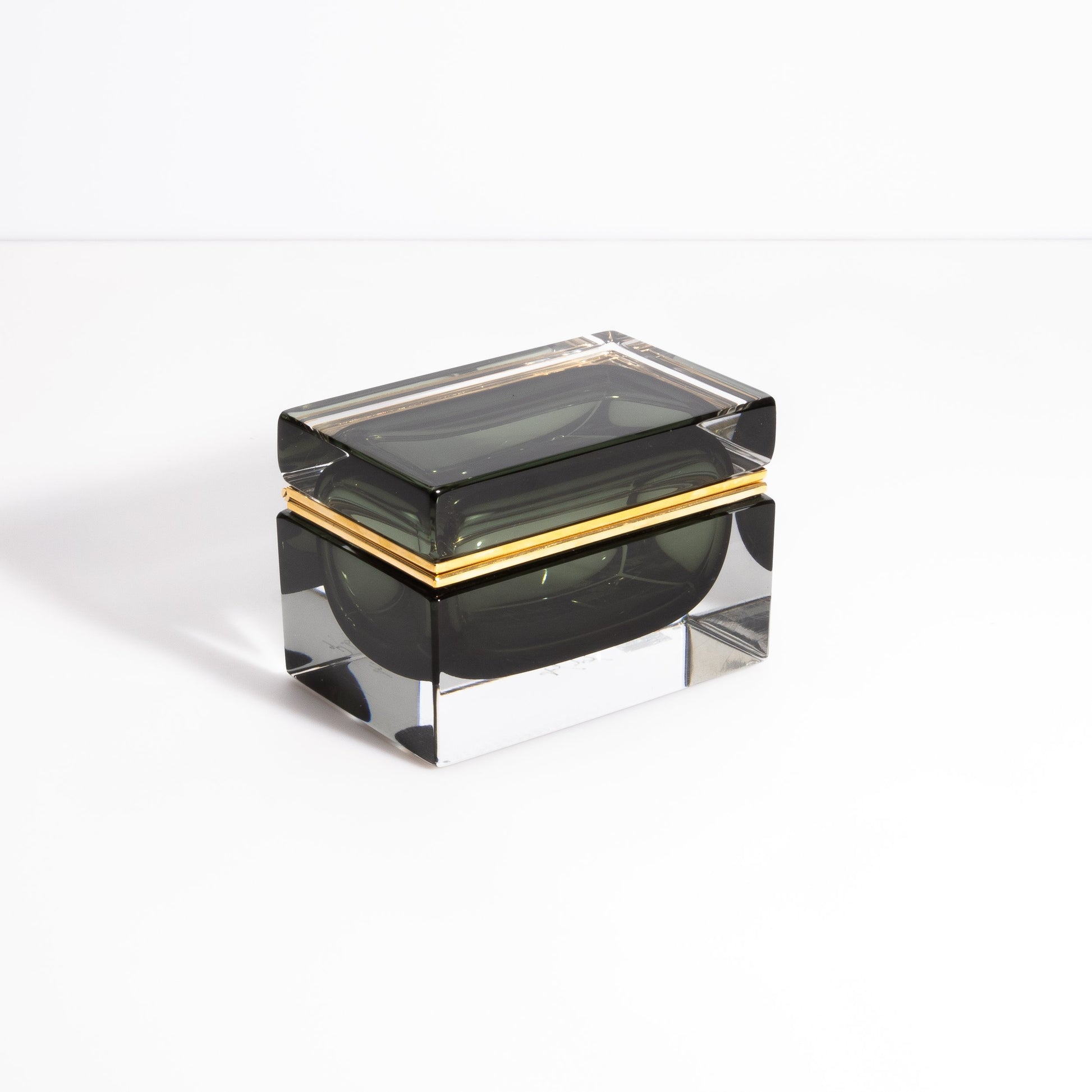 Murano Box with Brass Fittings in Titanio