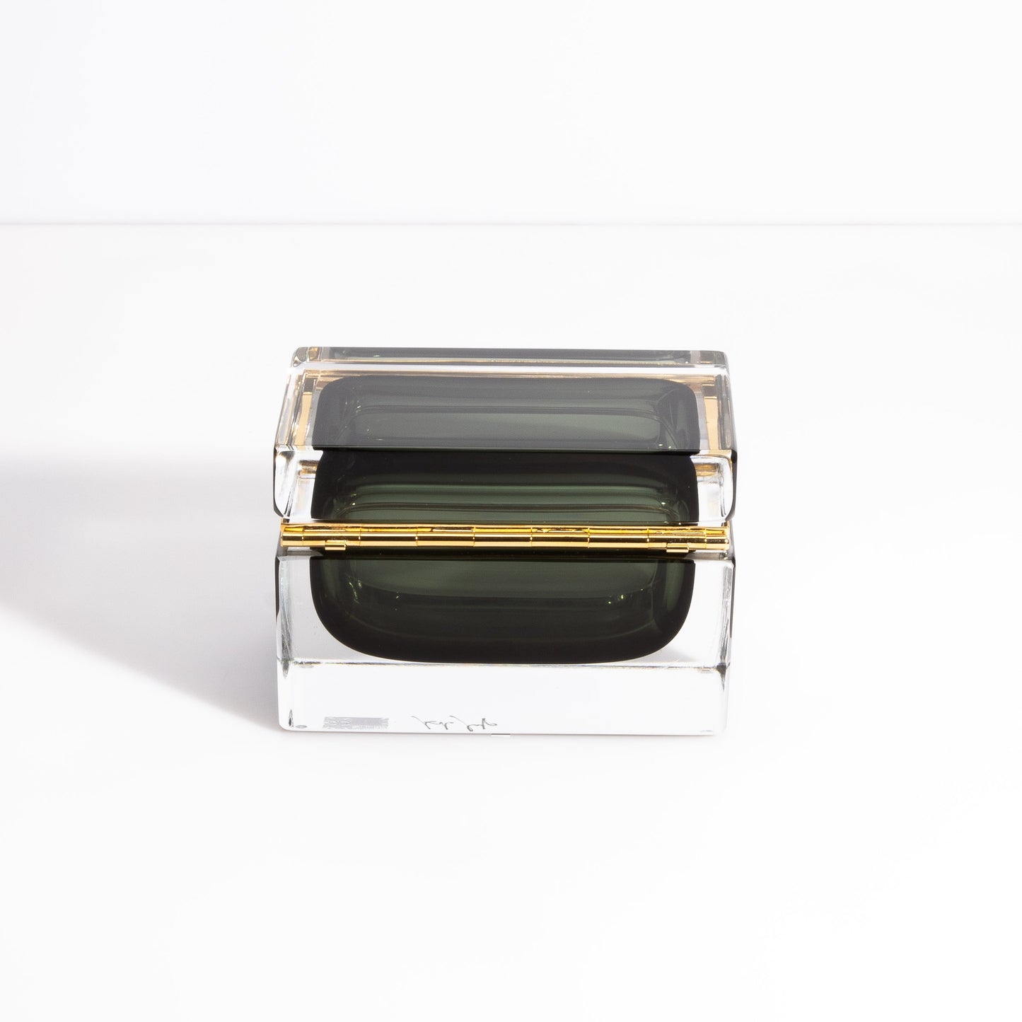 Murano Box with Brass Fittings in Titanio