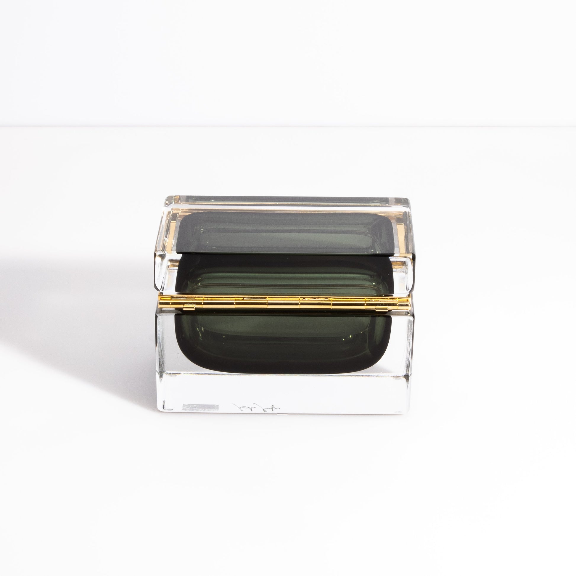 Murano Box with Brass Fittings in Titanio