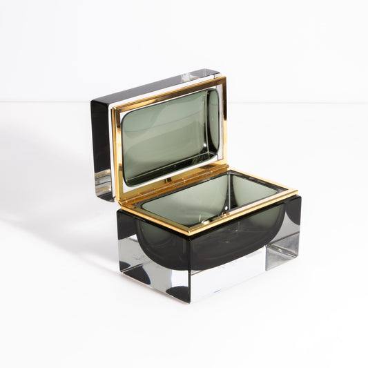 Murano Box with Brass Fittings in Titanio