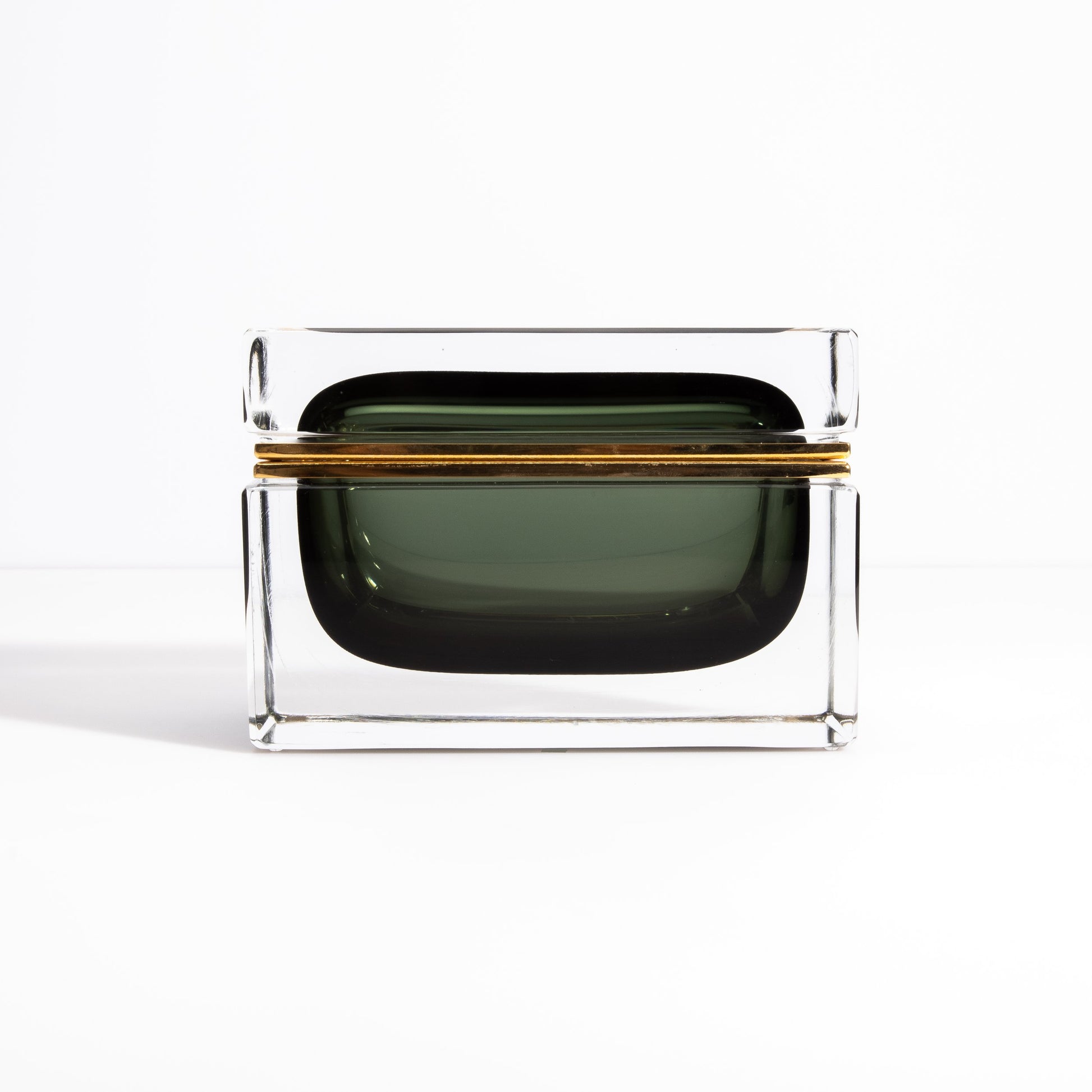 Murano Box with Brass Fittings in Titanio