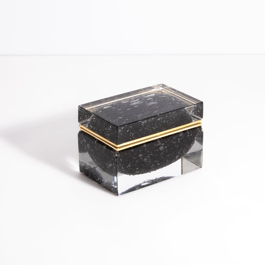 Murano Box with Bubbles and Brass Fittings in Black
