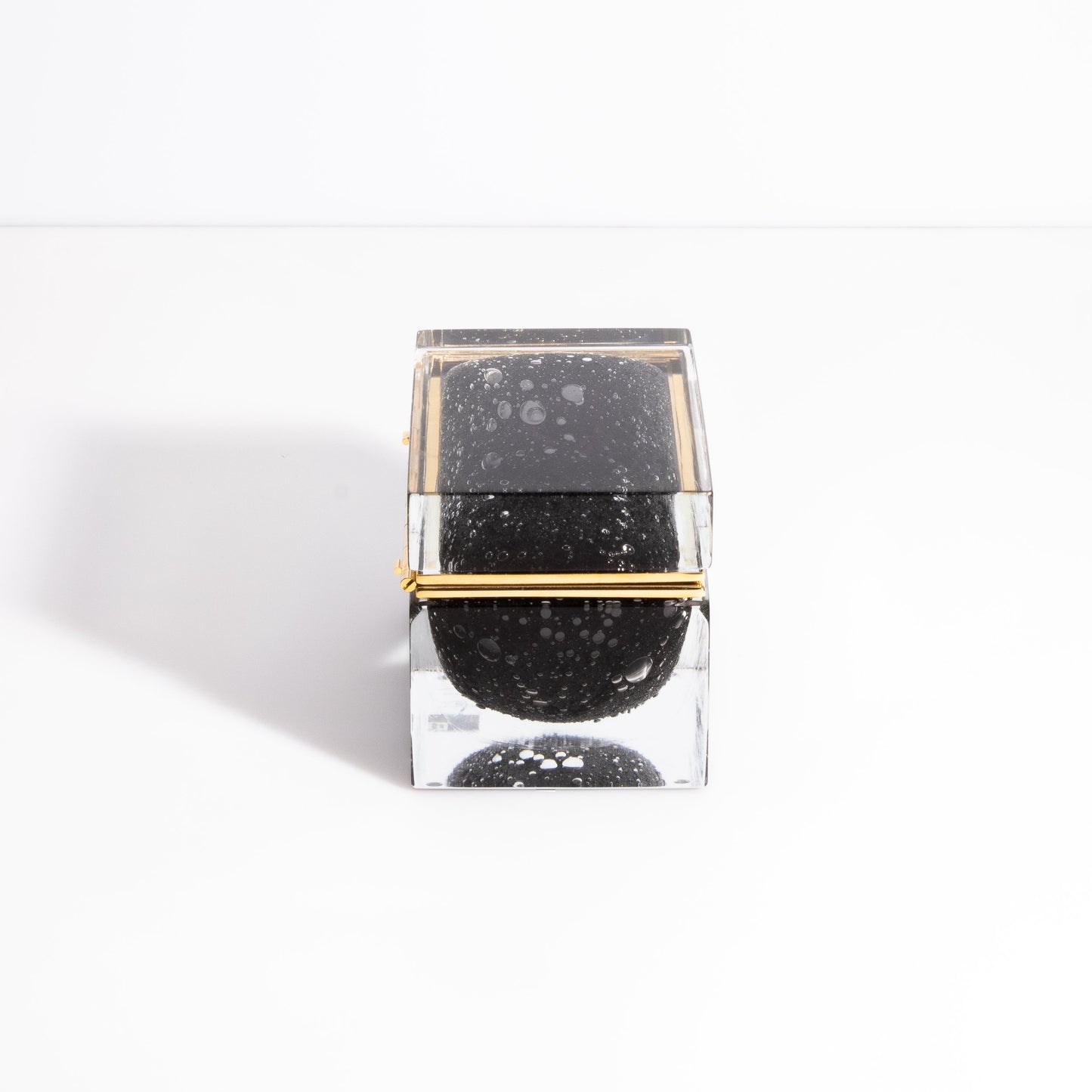 Murano Box with Bubbles and Brass Fittings in Black