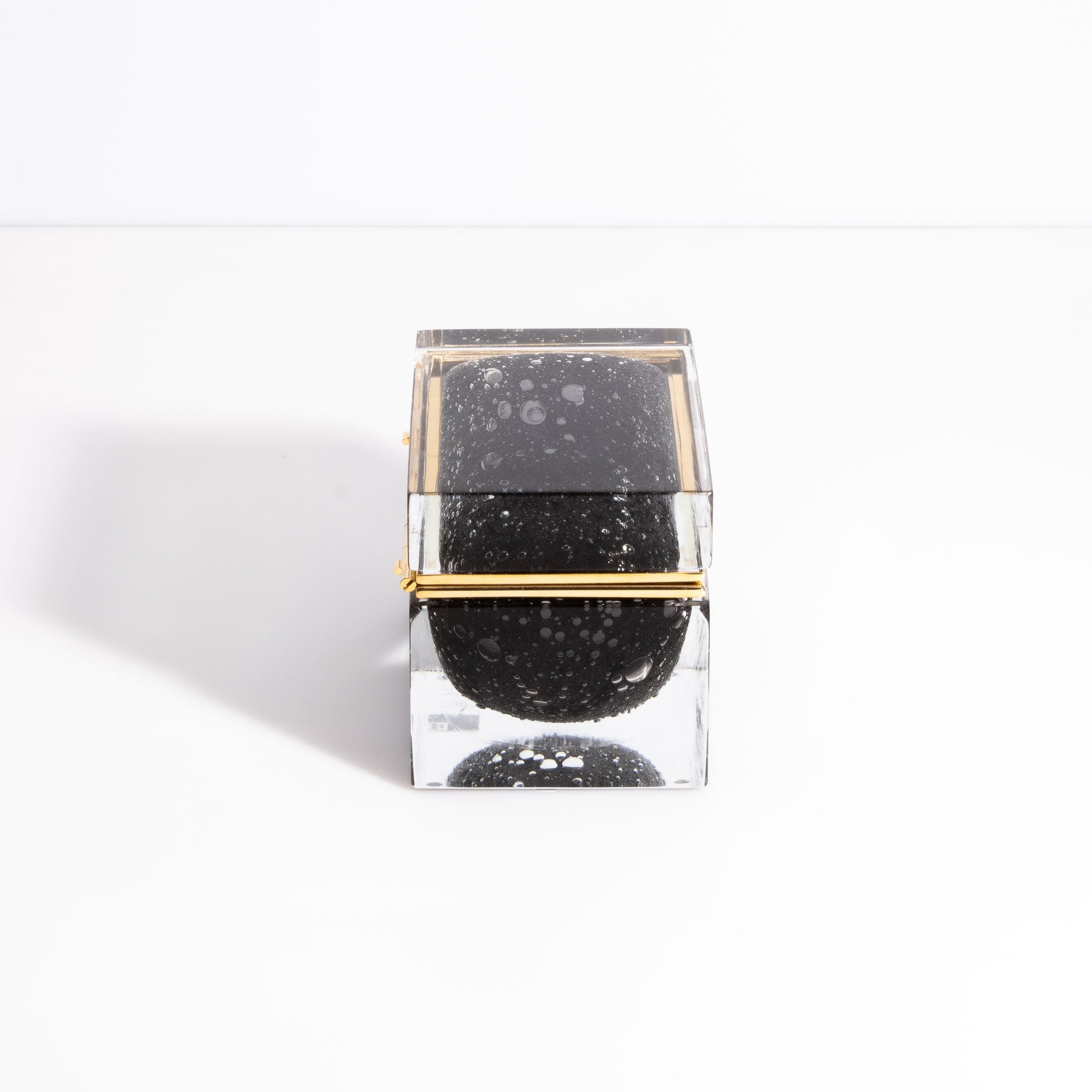 Murano Box with Bubbles and Brass Fittings in Black