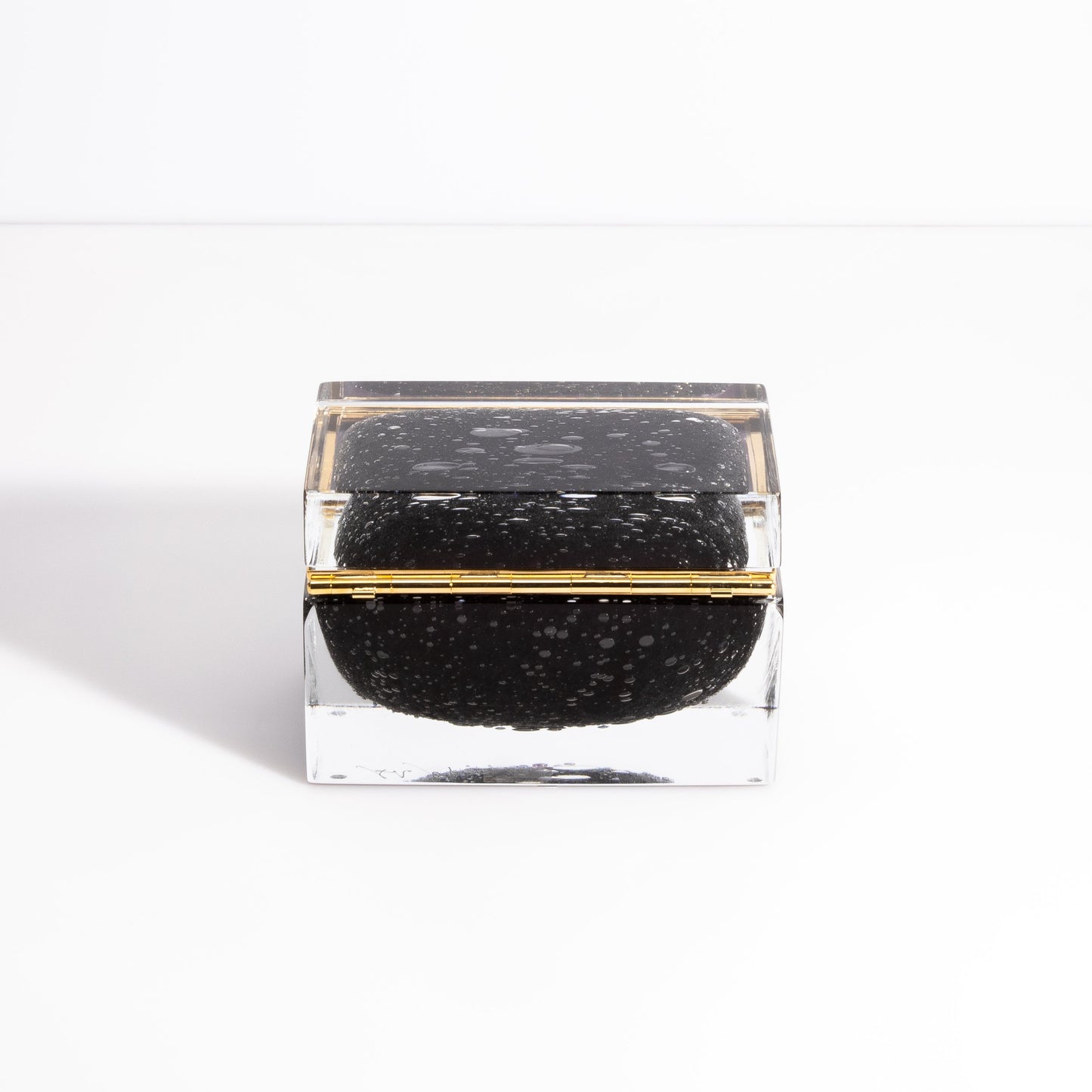 Murano Box with Bubbles and Brass Fittings in Black