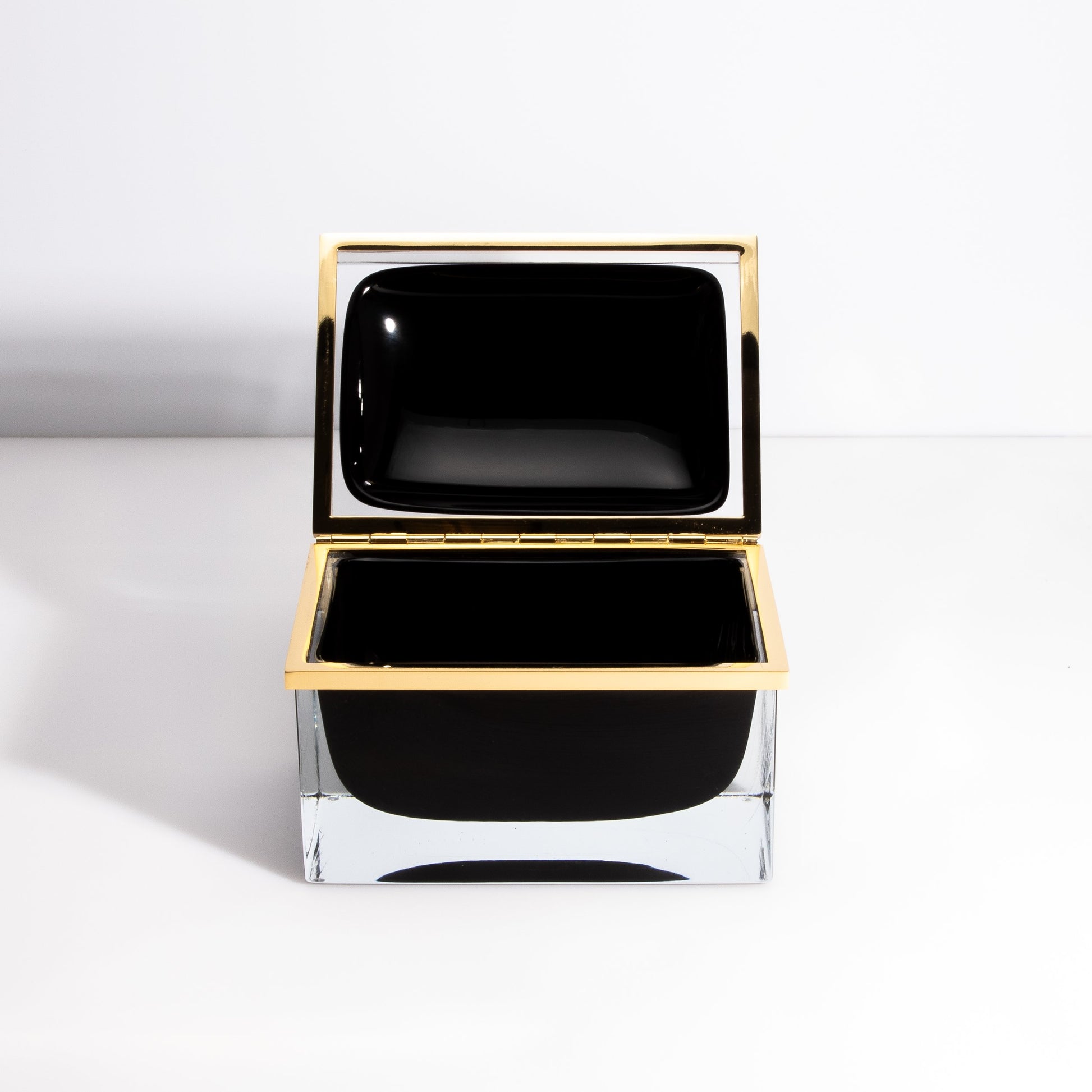 Murano Box with Brass Fittings in Onyx Black