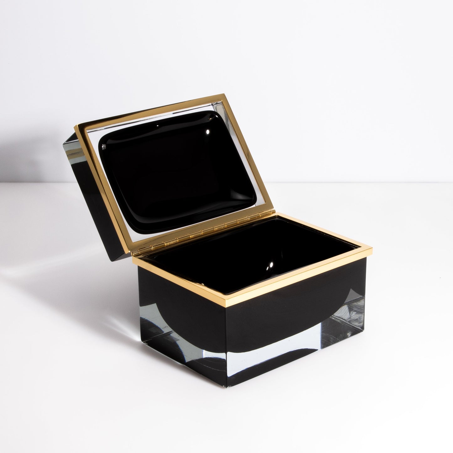 Murano Box with Brass Fittings in Onyx Black