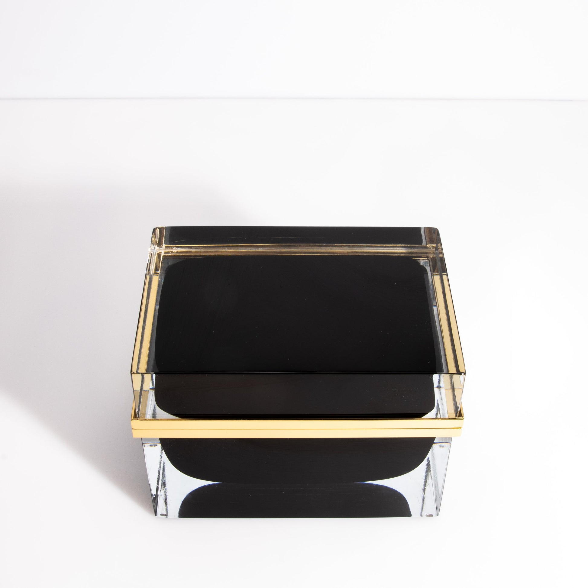 Murano Box with Brass Fittings in Onyx Black