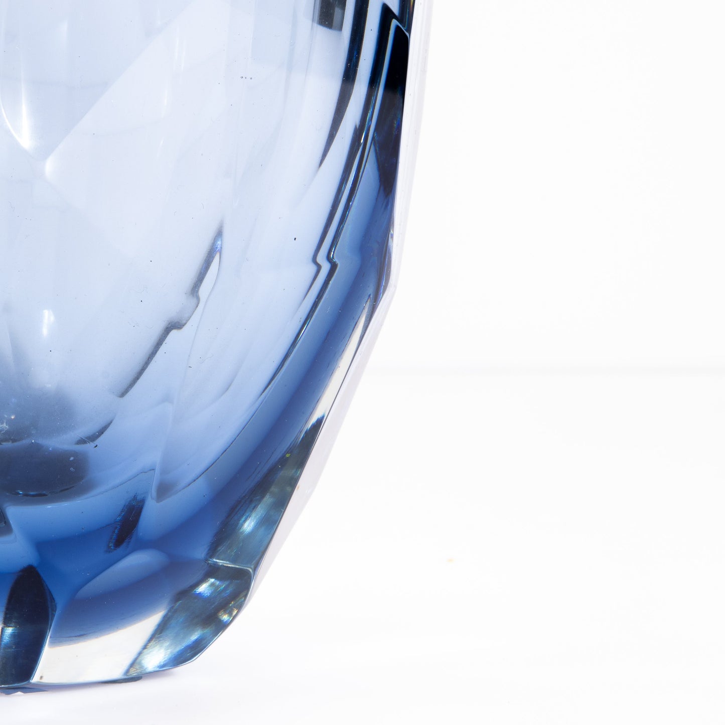 Set of 3 Murano Faceted Barrel Vases in Aquamarine