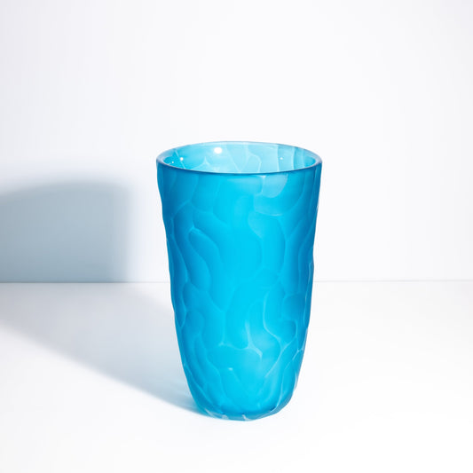 Murano Moon Vase in Aqua Blue