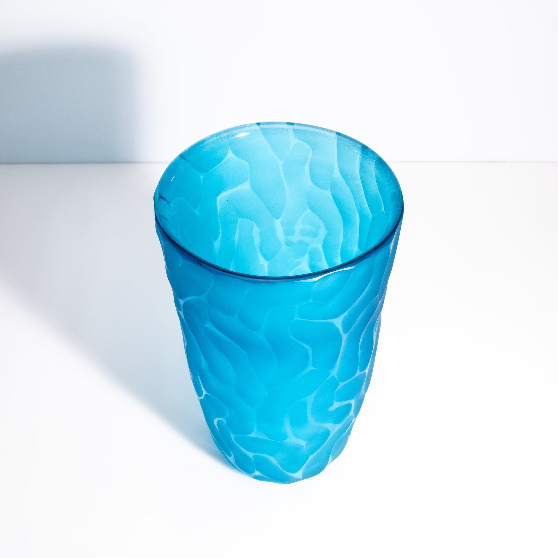Murano Moon Vase in Aqua Blue