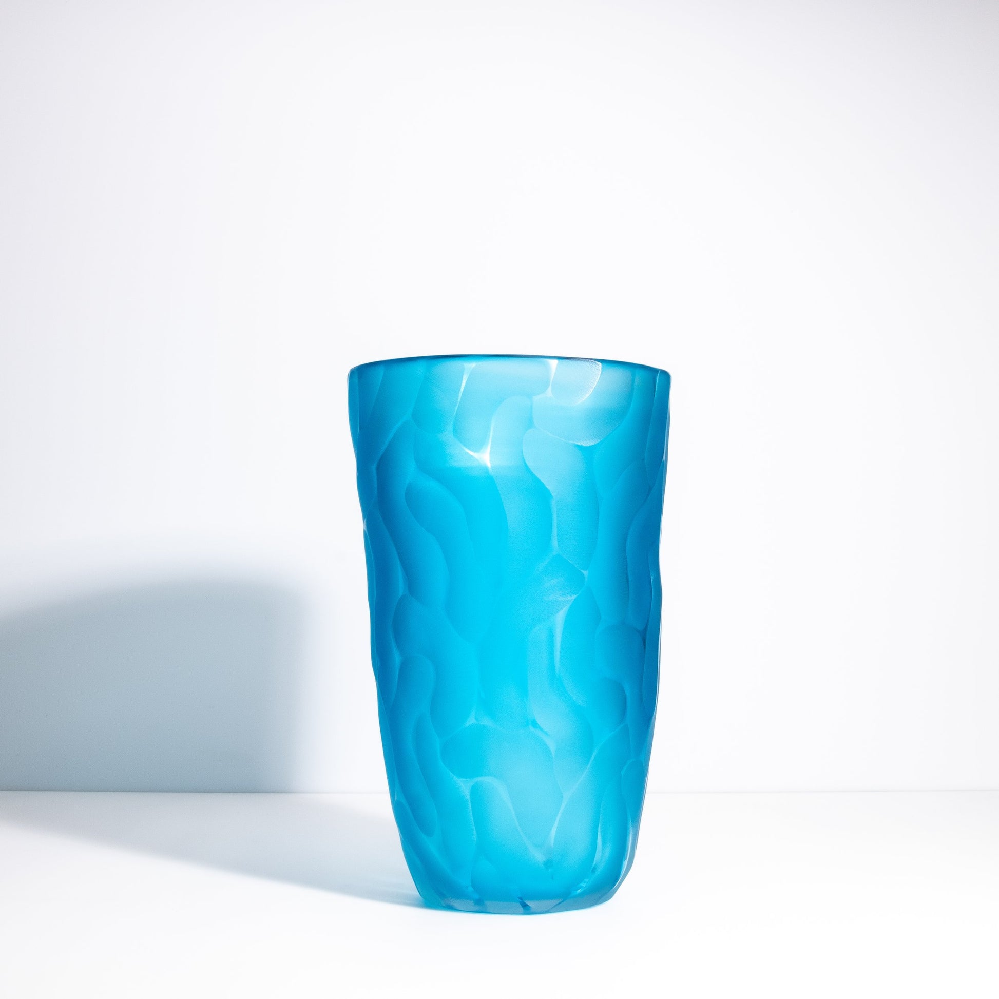 Murano Moon Vase in Aqua Blue