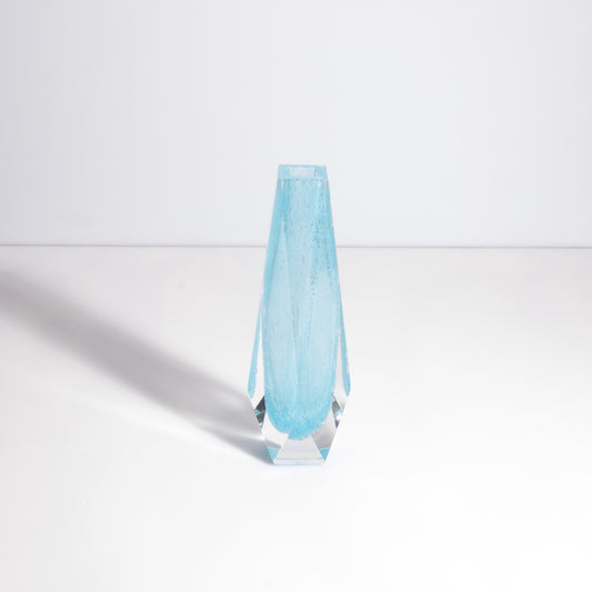 Murano Goccia Vase with Bubbles in Light Lagoon Blue