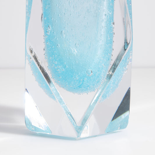Murano Goccia Vase with Bubbles in Light Lagoon Blue