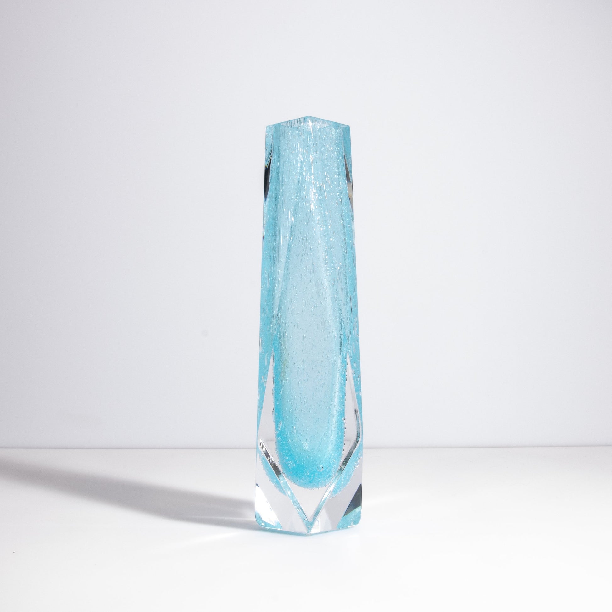 Murano Goccia Vase with Bubbles in Light Lagoon Blue