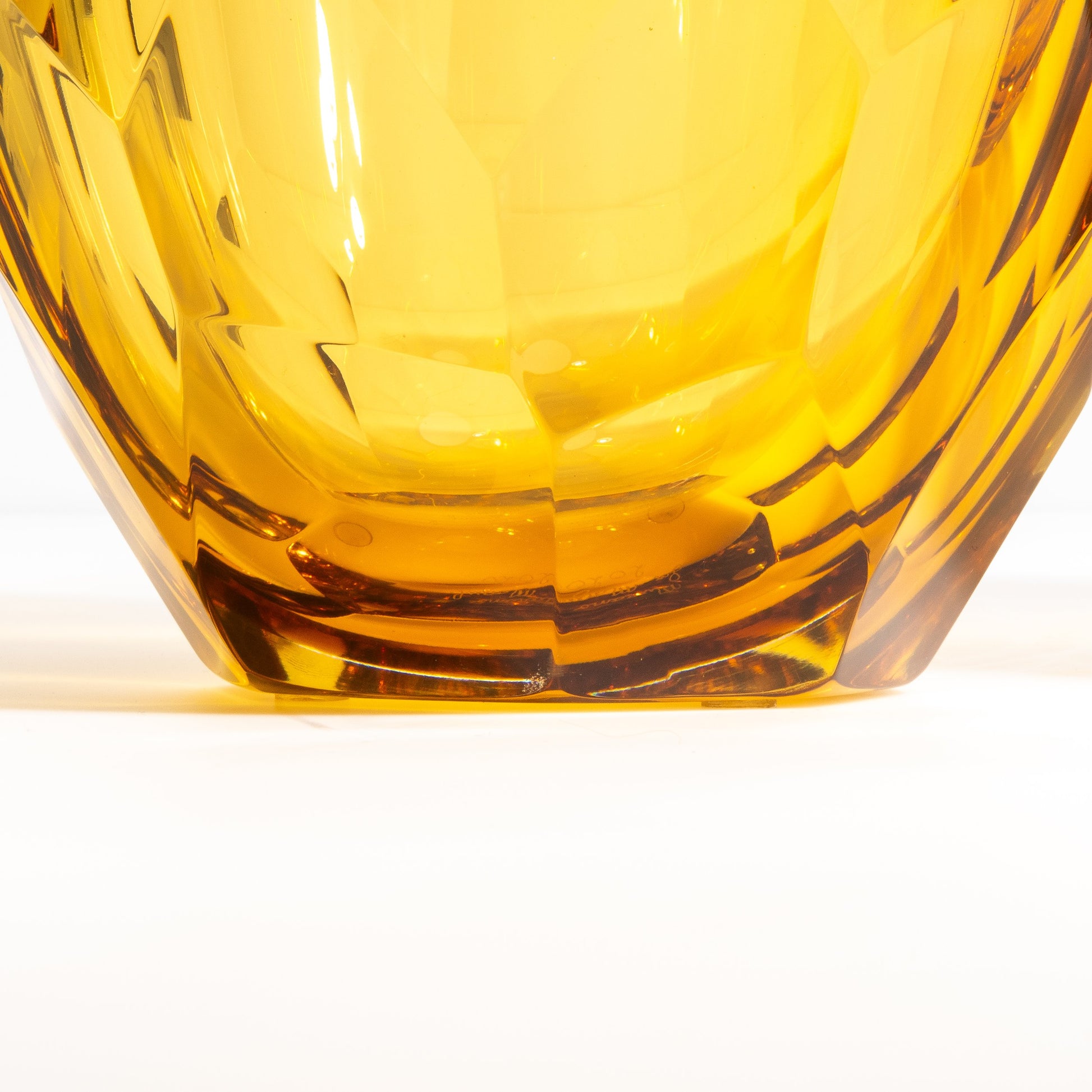 Set of 3 Murano Faceted Vases in Amber