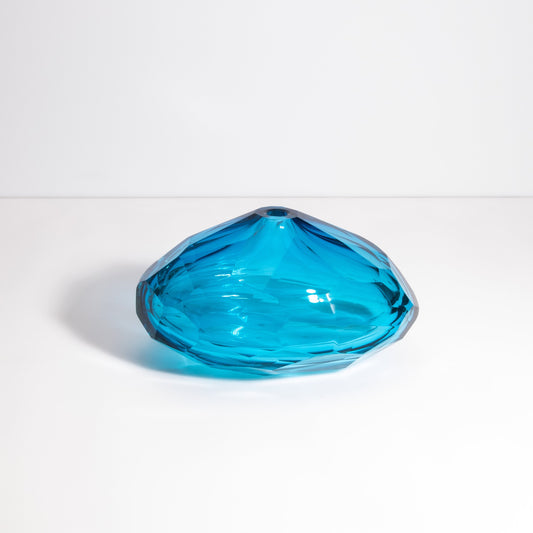 Murano Diamond Vase in Aqua Blue