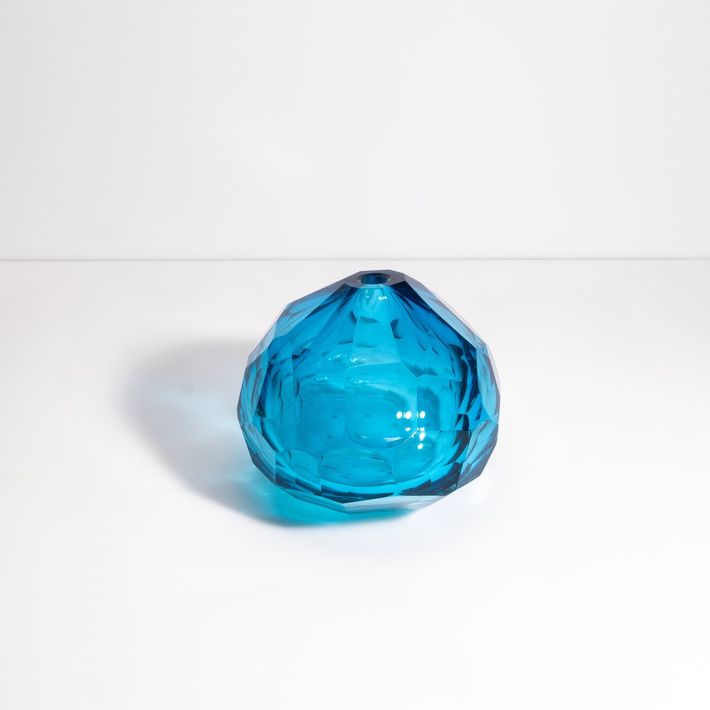 Murano Diamond Vase in Aqua Blue