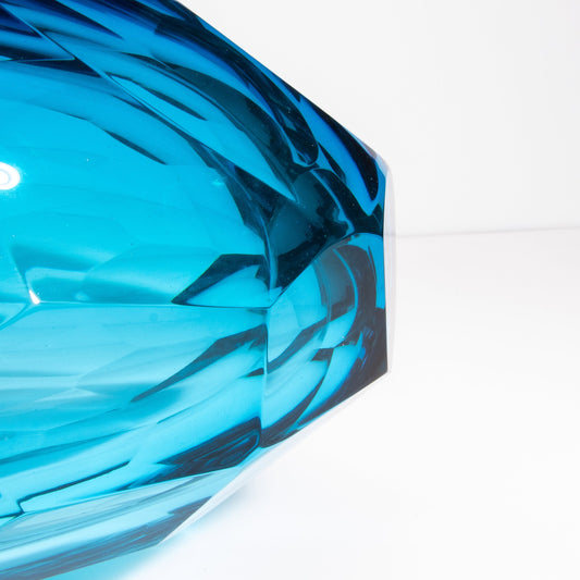 Murano Diamond Vase in Aqua Blue