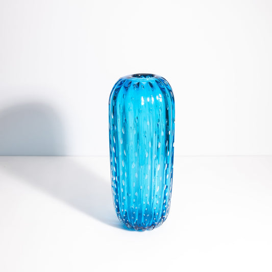 Murano Cactus Vase in Lagoon Blue