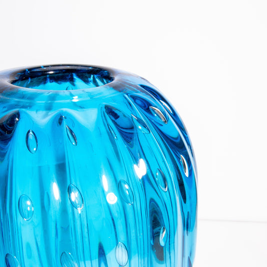 Murano Cactus Vase in Lagoon Blue