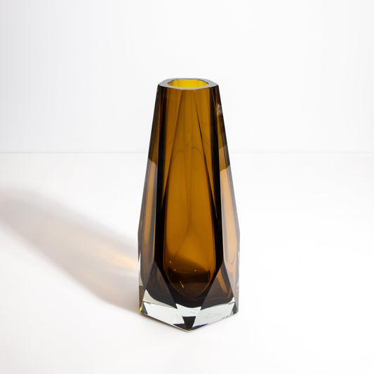 Murano Goccia Vase with Wide Bottom in Tobacco