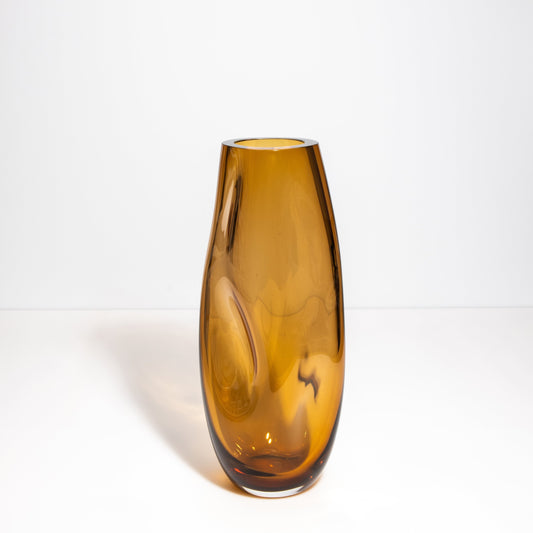 Murano Indented Vase in Amber