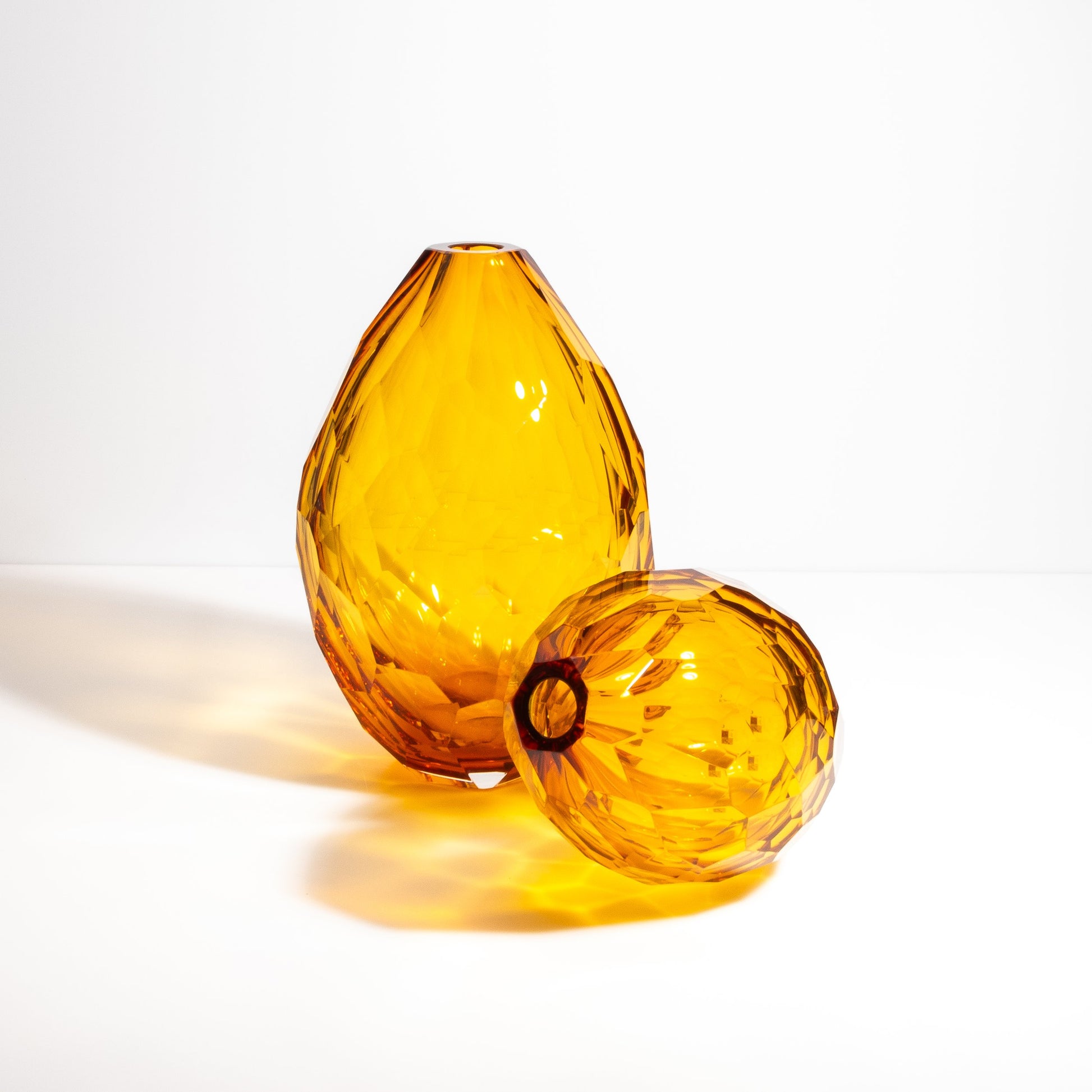 Murano Facet Vase in Amber