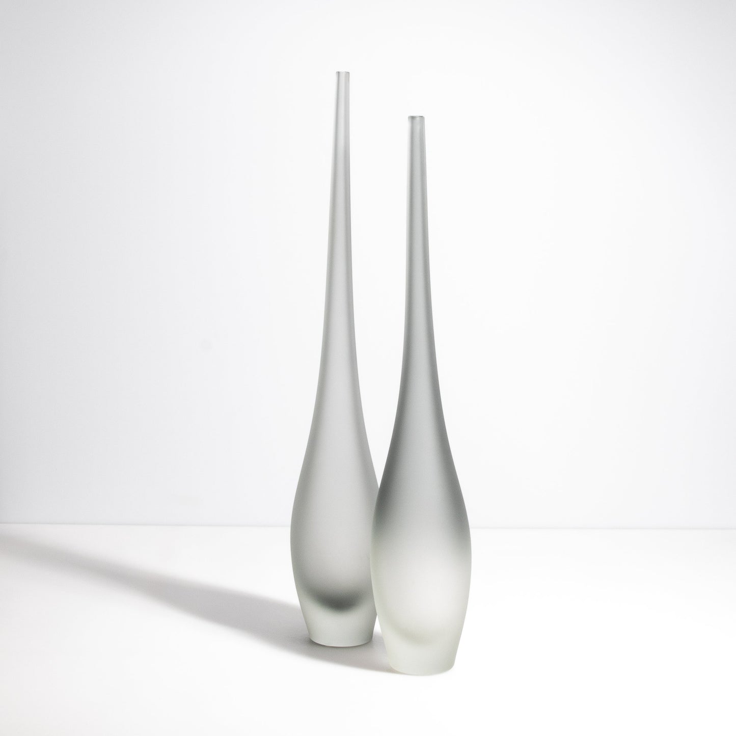 Set of 2 Murano Flute Vases in Grey