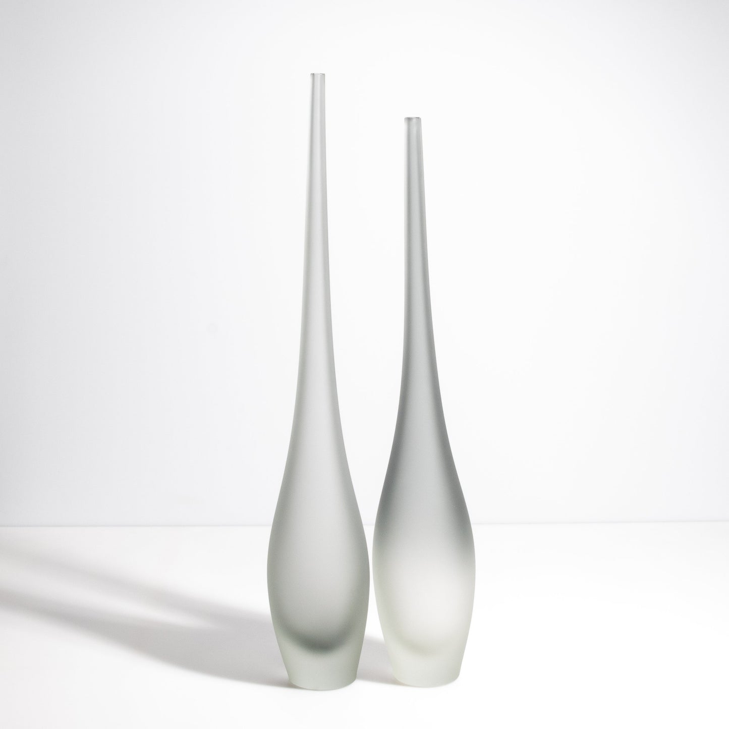 Set of 2 Murano Flute Vases in Grey