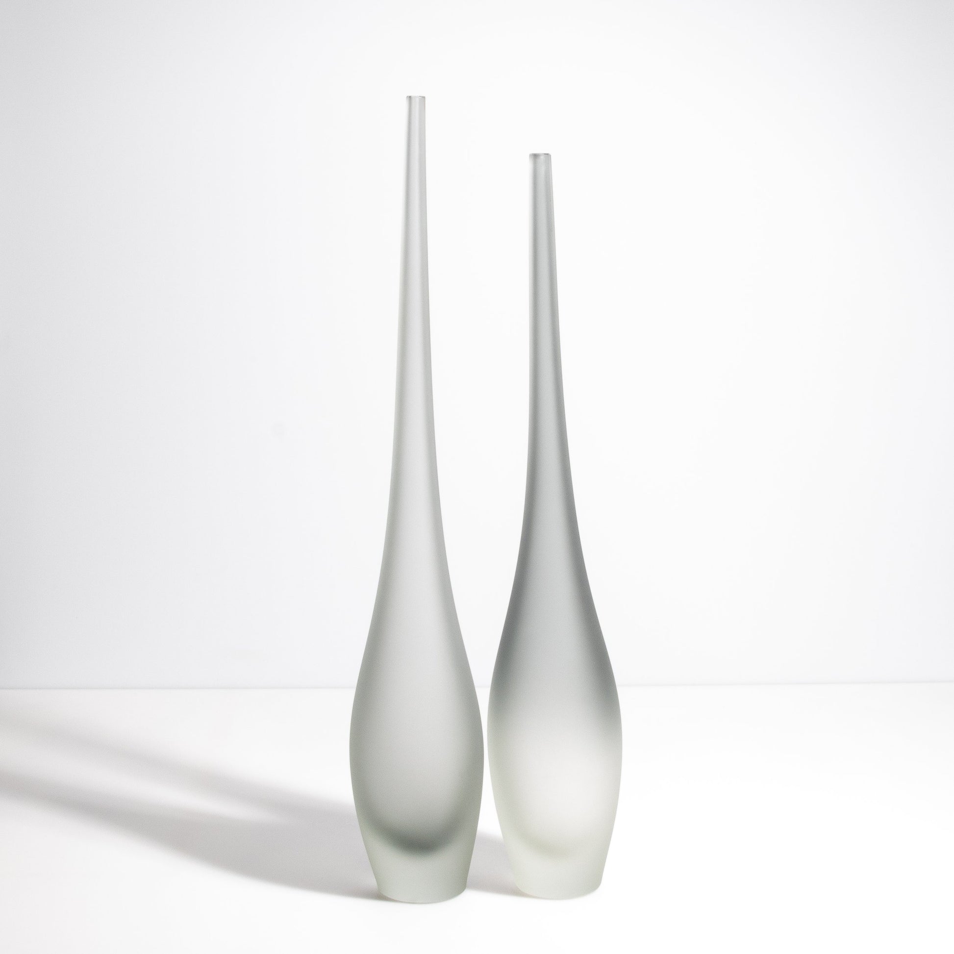 Set of 2 Murano Flute Vases in Grey