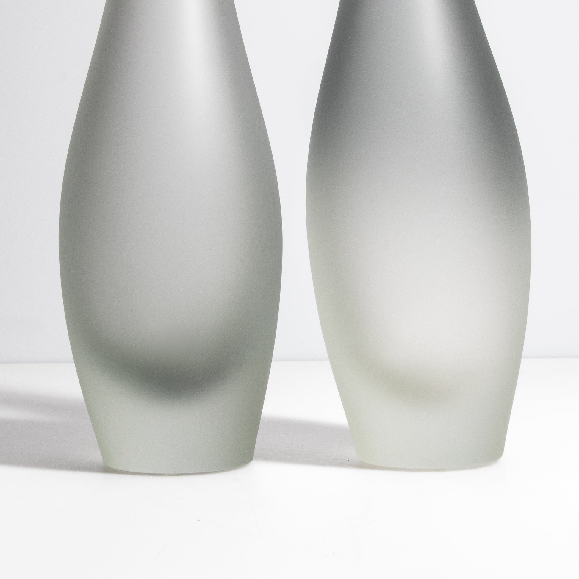 Set of 2 Murano Flute Vases in Grey