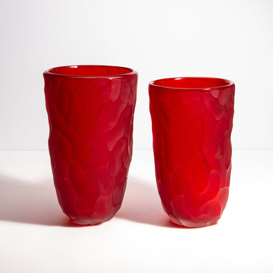 Murano Moon Vase in Ruby Red
