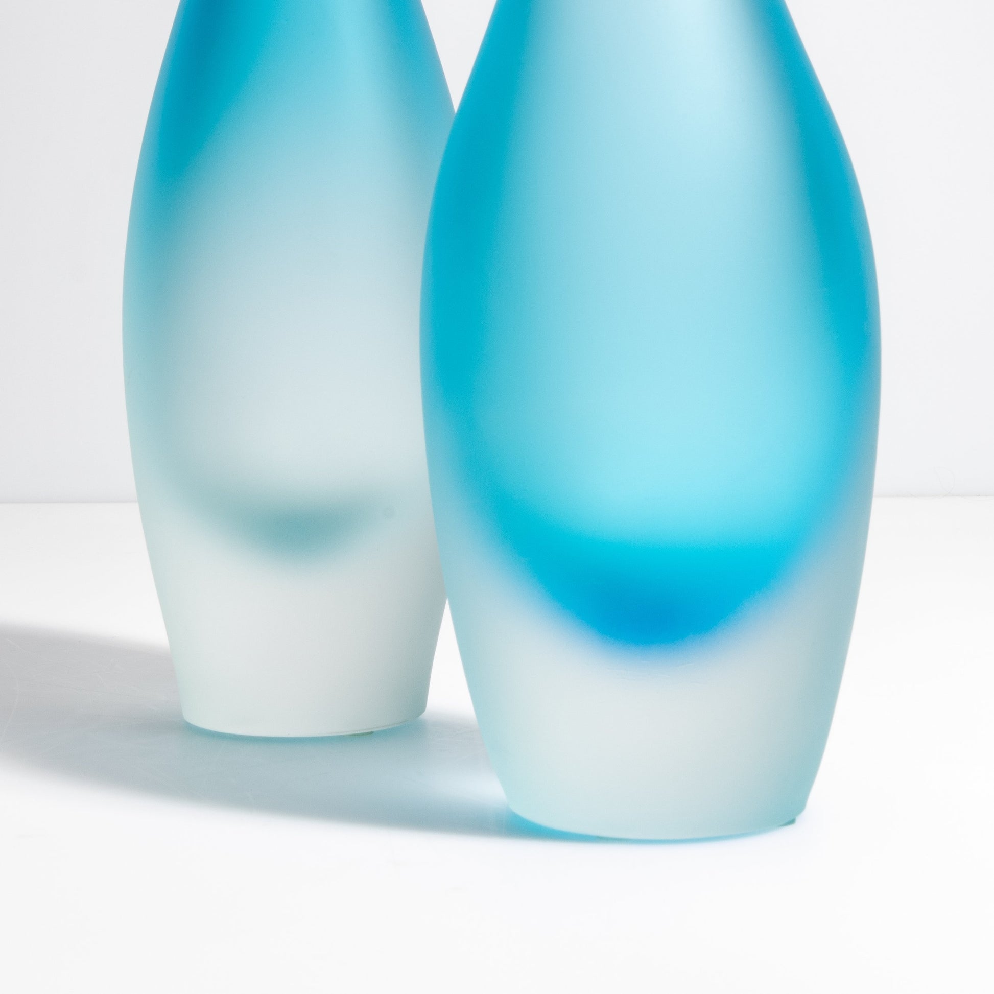 Set of 2 Murano Flute Vases in Aquamarine