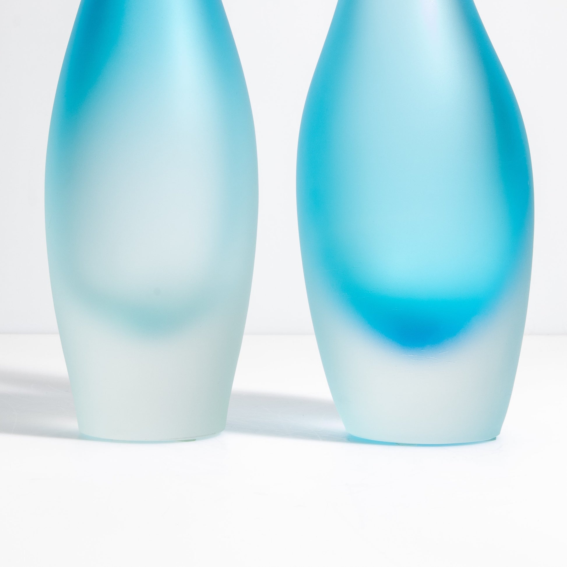 Set of 2 Murano Flute Vases in Aquamarine