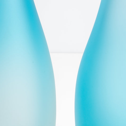 Set of 2 Murano Flute Vases in Aquamarine