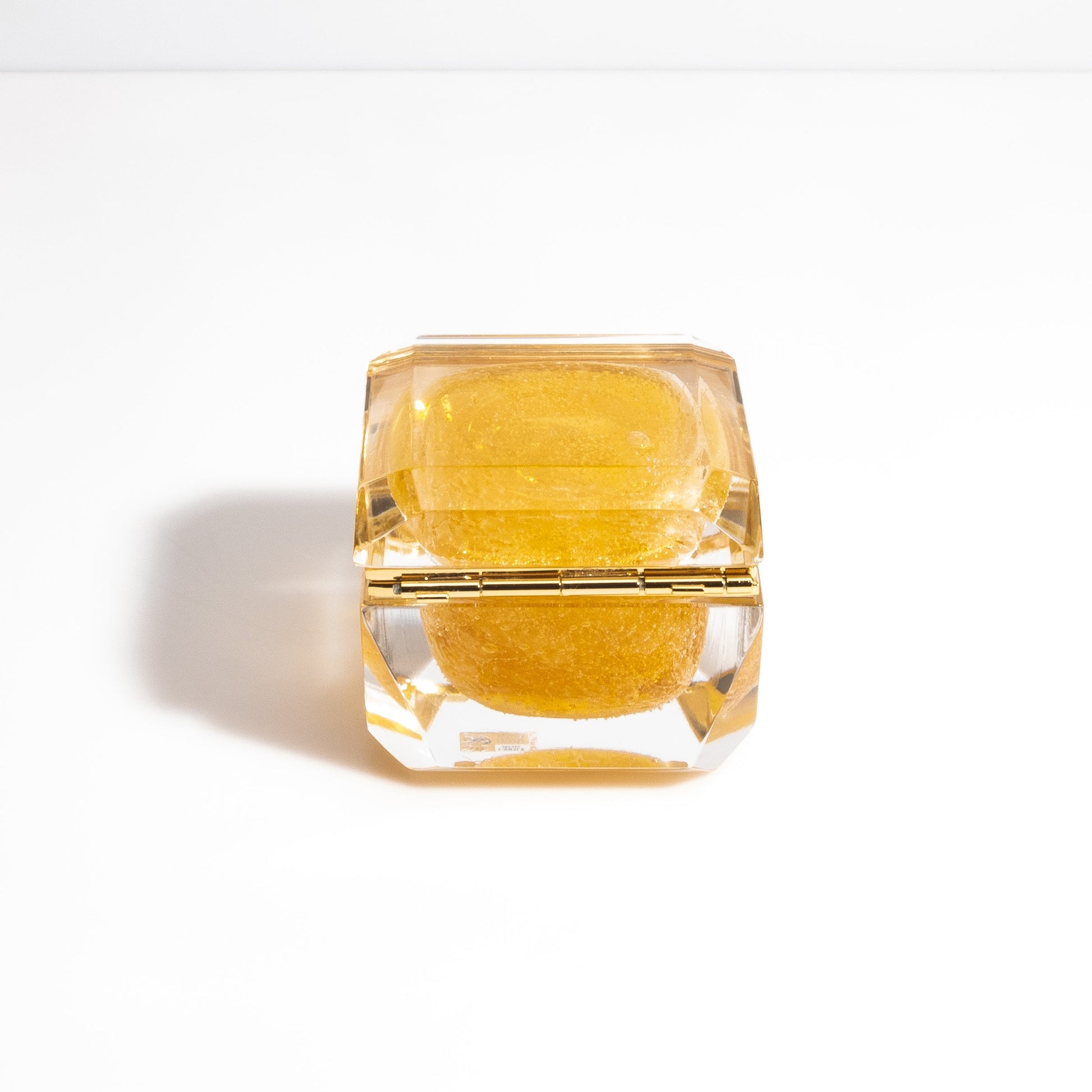 Murano Box with Bubbles and Brass Fittings in Amber