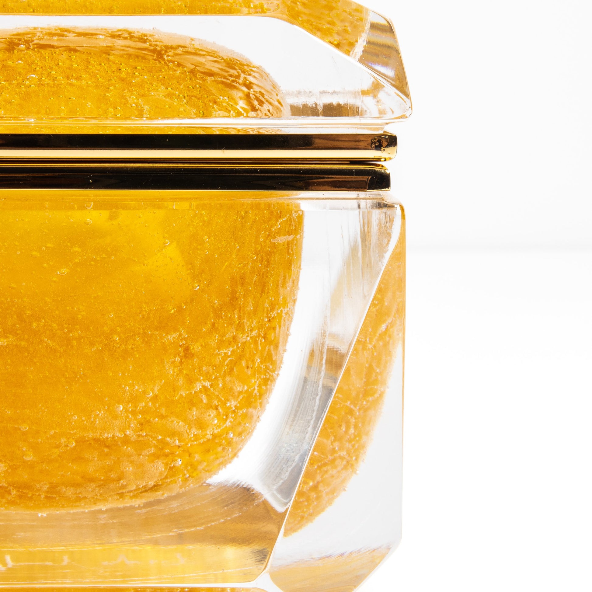 Murano Box with Bubbles and Brass Fittings in Amber