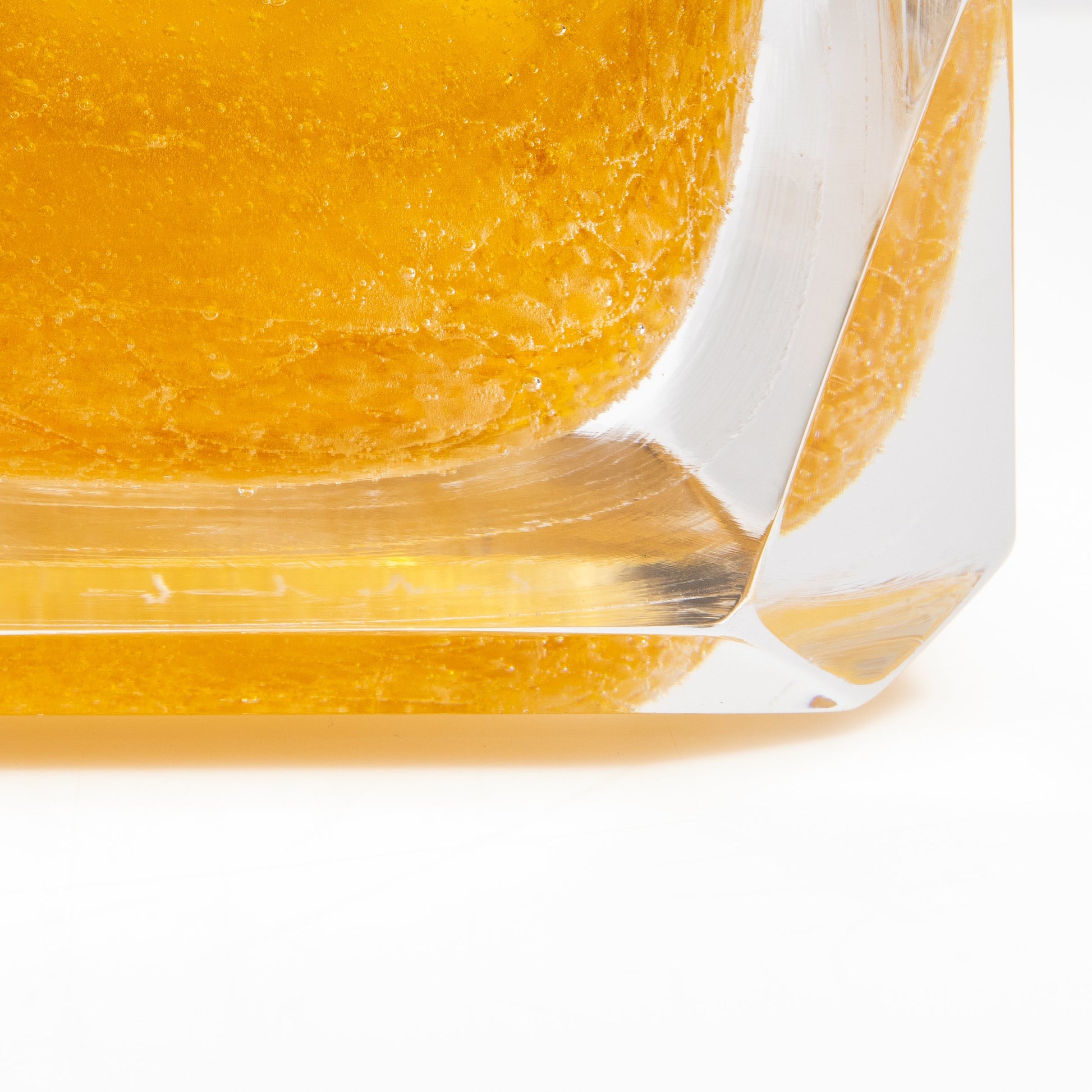 Murano Box with Bubbles and Brass Fittings in Amber