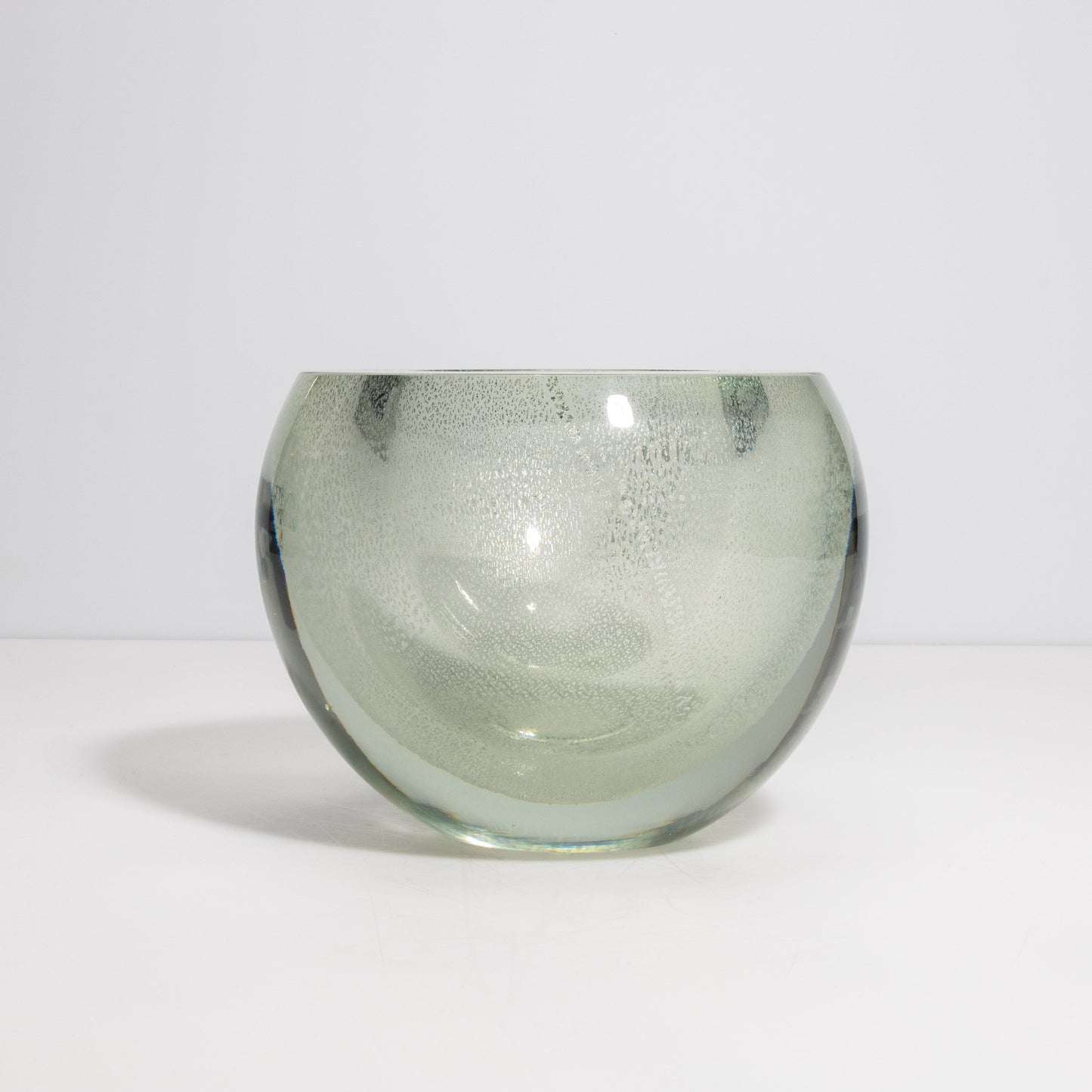 Murano Sphere Vase in Clear with Silver Flecks