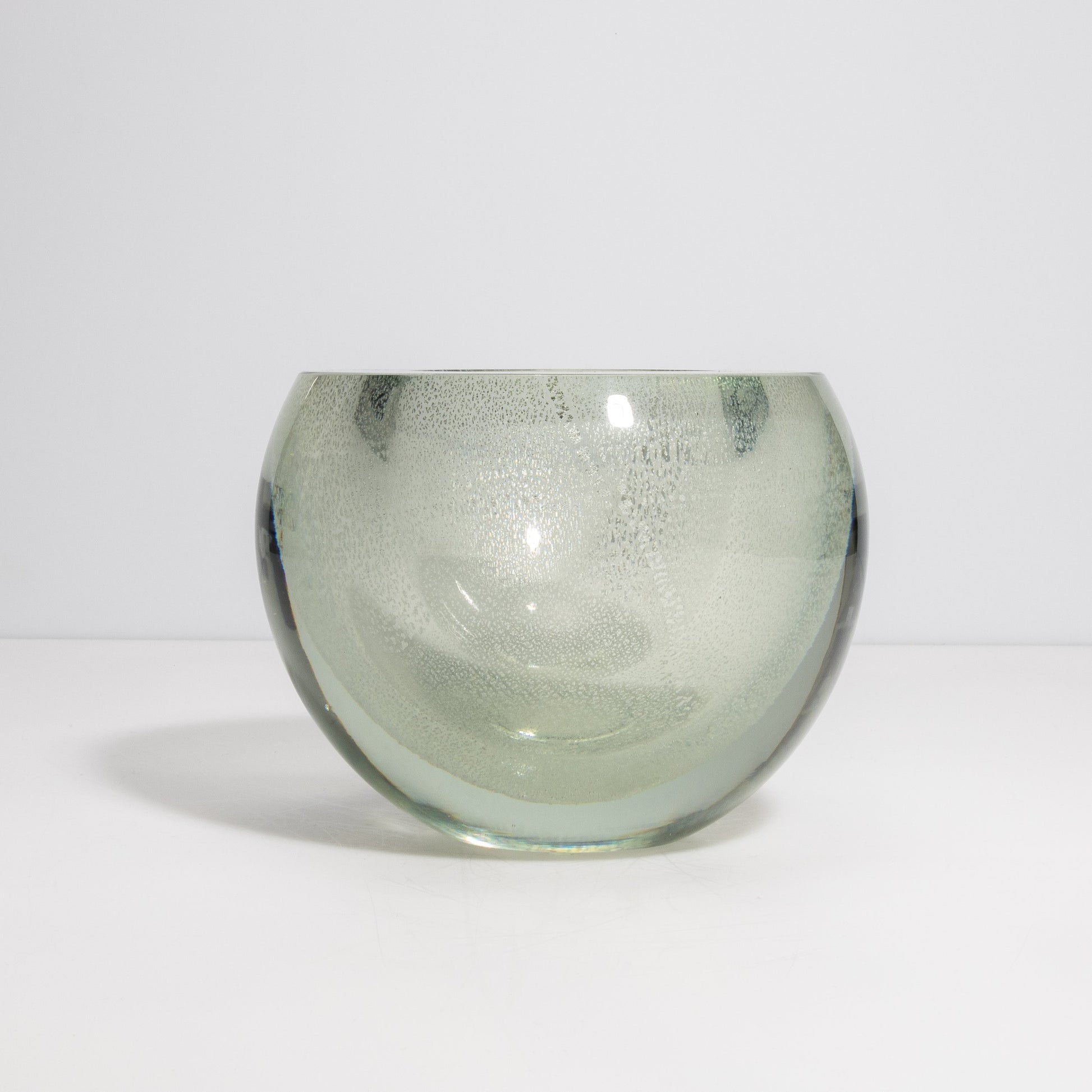 Murano Sphere Vase in Clear with Silver Flecks